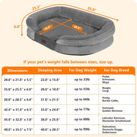 Orthopedic Waterproof Medium Dog Bed Sofa, Gel Memory Foam, 36" – Essentials for Dogs - Medium Grey / Medium(36 x 25.5 x 6 inch) - image 3