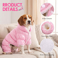 Dog Coat Waterproof Dog Jacket Fullbody Dogs Winter Coat Snowsuit – Essentials for Dogs - Pink / Small - image 4