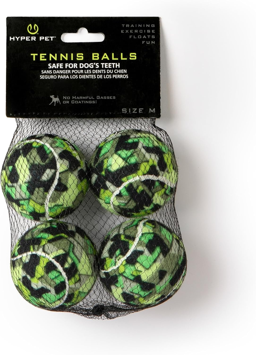 Hyper Pet Mini Extra Small Tennis Balls for Dogs - Green Camo / Regular 2.5" - 4 Pack