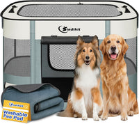 Siedihit 31" Dog Playpen, Cat Puppy Pen - Large / Grey with Pad