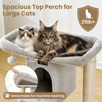 Cat Tree Tower Scratching Post for Indoor Large Adult Cats with Perch - Light Grey / 28 Inches - image 2