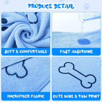 Tatuo 22 Pcs Dog Towels for Drying 20 x 40 Inch Pet Bath Towels - Blue / Bone Pattern - image 3