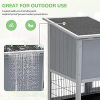 Rabbit Hutch Indoor Outdoor Bunny Cage 39" L Large 2-Story Wooden Small Animal House Enclosure with Wheels, 2 Removable Trays, Waterproof Openable Roof, Grey