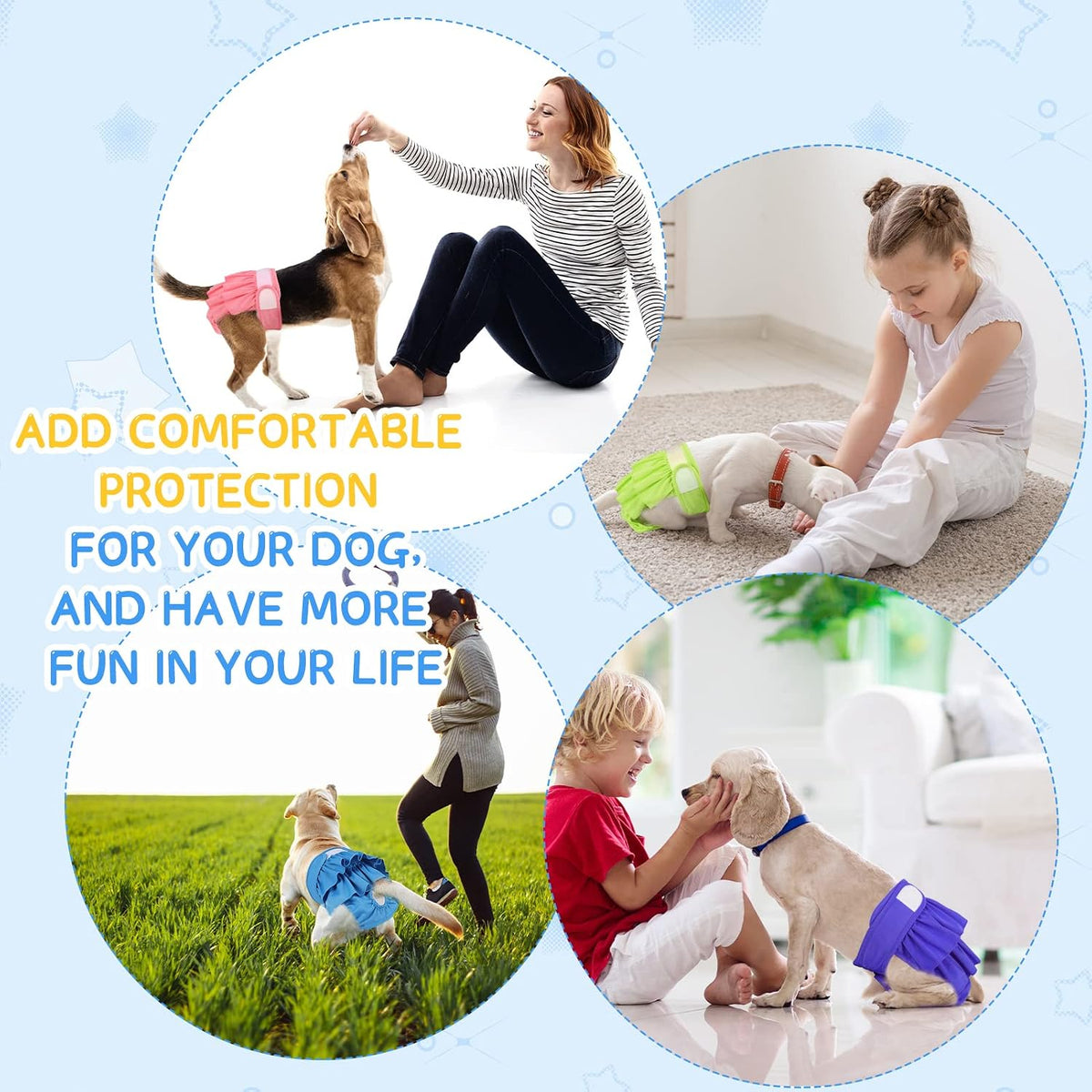 4 Pack Dog Diapers Female Washable Dog Diapers – Essentials for Dogs - M / Candy Color - image 4