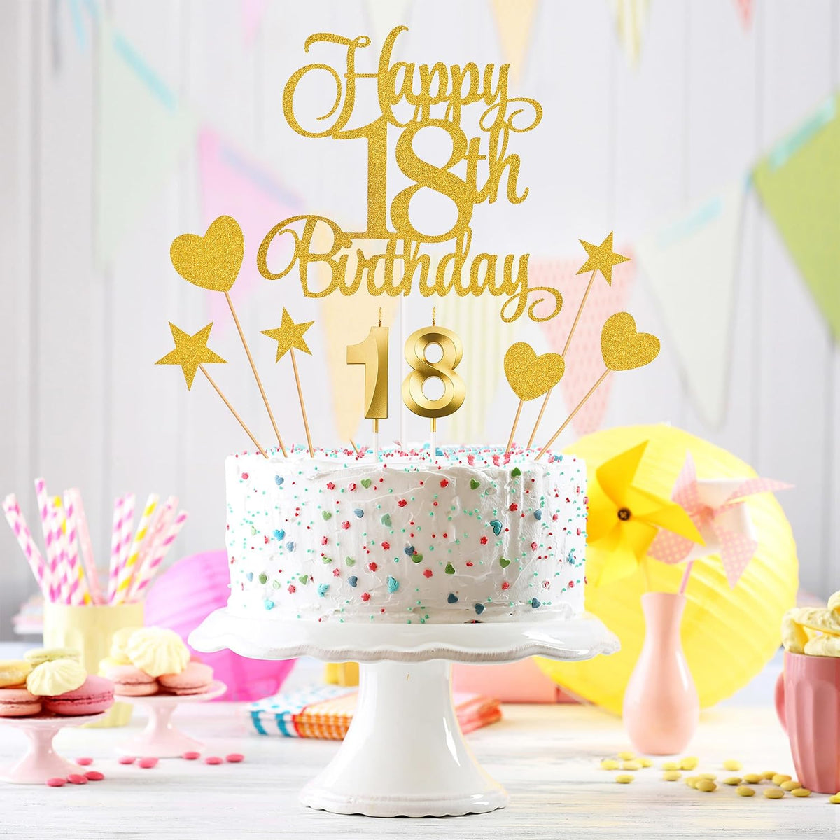 18th Birthday Cake Decorations - Gold - image 4