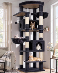 Globlazer 74in Heavy Duty Cat Tree Tower for Indoor Cats Large Adult - Dark Grey / 74inch