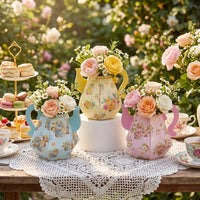 Fulmoon 6 Pcs Tea Party Decoration Flower Box Table Teapot - 6 / Yellow Series - image 4
