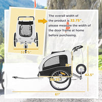 Aosom Dog Bike Trailer 2-in-1 Pet Stroller with Canopy and Storage Pockets