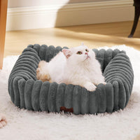 Bedsure ComfyFleece Cute Dog Bed for Small Medium Dogs Washable - S(20" x19" x6") / Warm Grey