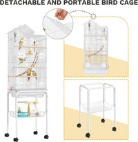 DWVO 62-inch Metal Bird Cage for Cockatiels, Parrots, Pigeons – Essentials for Birds - White - image 4