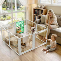 FXW AuraSpace Pro Clear Acrylic Indoor Dog Playpen, 32" H - White / 24"H / 7 Panels + 1 Gate