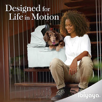 ibiyaya Tinker Pet Stroller for Small Dogs and Cats – 3-in-1 Pet Carrier, Dual-Opening Canopy, No-Flat Wheels, Vegan Leather Handle, Large Storage Basket (Sage Green)