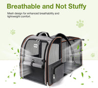 Cat Carrier Backpack, Expandable Pet Carrier with Sun Shade & Full Front Opening, Breathable Mesh - Grey / L-Mesh Window - image 3