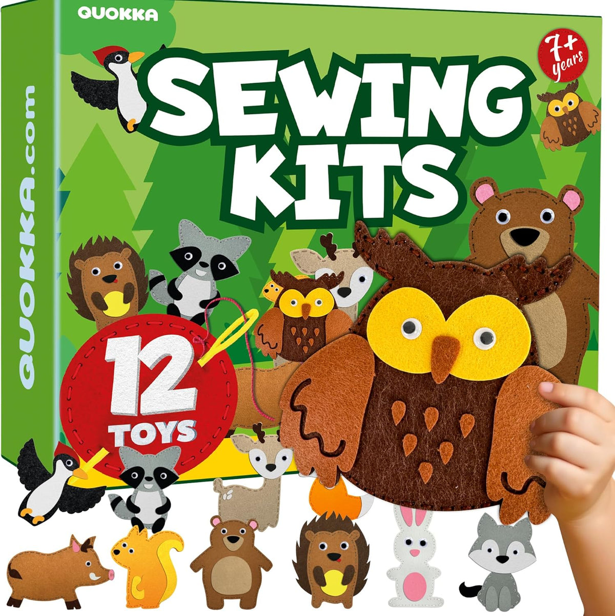 QUOKKA kids sewing kit with 12 felt toy projects and storage box - view 2