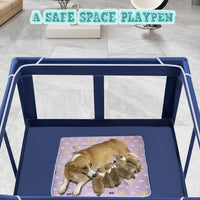 42x42 Inches Puppy Playpen with Gate - Blue / 42x42 IN With Cover - image 4