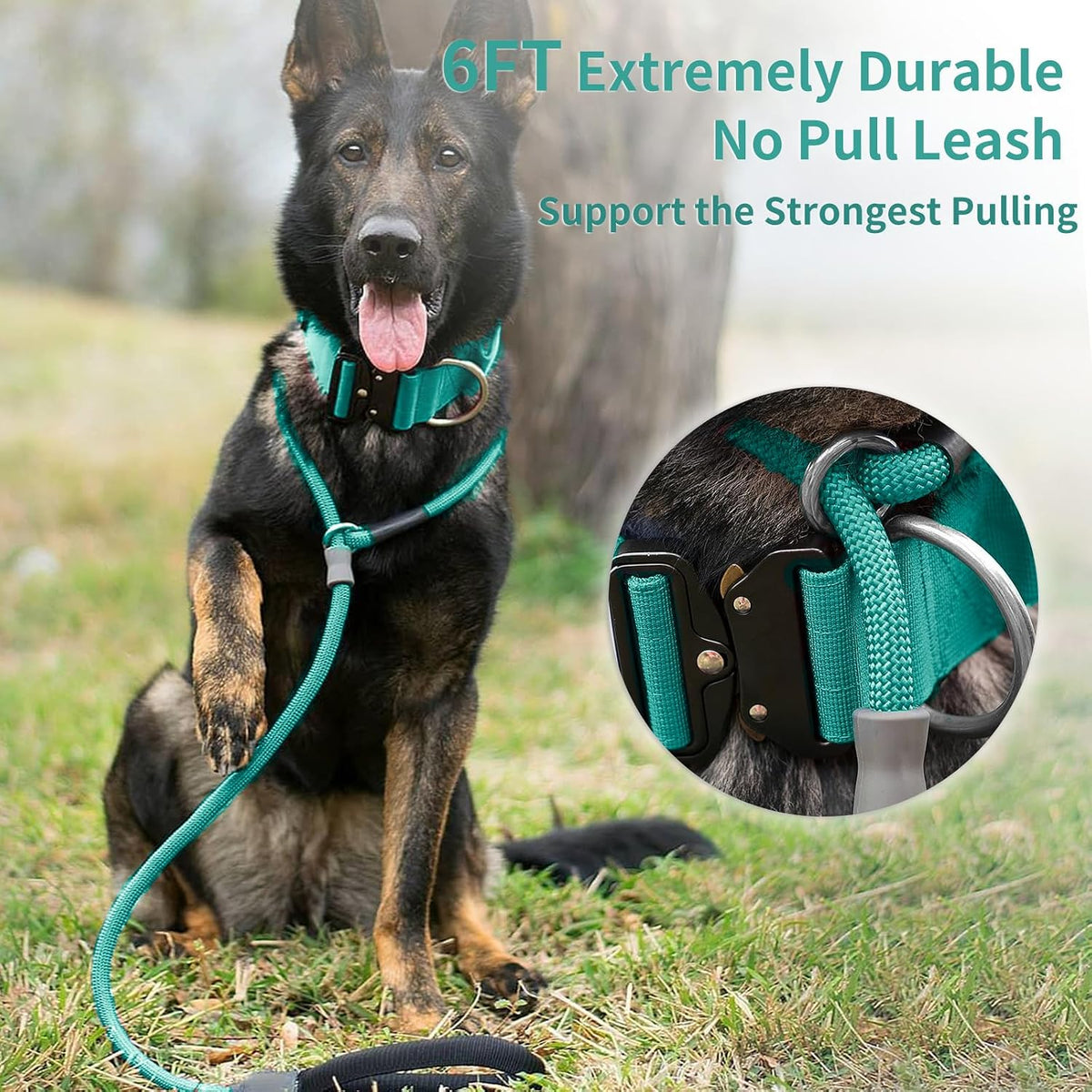 Strong Slip Rope Dog Training Leash - 1/2" x 6ft / Green - image 2