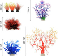 MyLifeUNIT set of 7 artificial coral and plant aquarium ornaments with ceramic bases - view 4