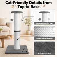 34-Inch Tall Cat Scratching Post for Large Cats, Stable Base - Gray - image 4