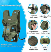 Pet Front Dog Carrier Backpacks, Adjustable Pet Backpack - Army Green / Small - image 2