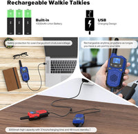 Rechargeable Walkie Talkies 3-Pack for Kids & Adults – Long Range 2-Way Radios with NOAA Alerts