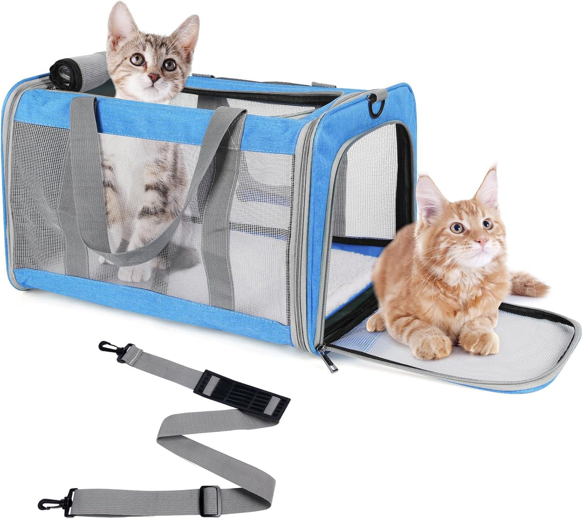 Pet Carrier for Large Cats Up to 20 Lbs - Blue