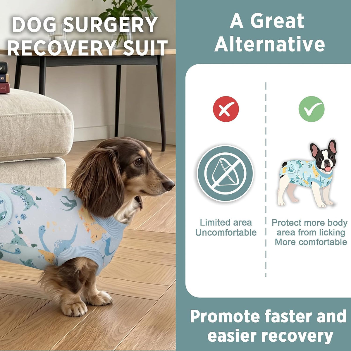 Female Dog Recovery Suit After Spay – 3 Patterns, S–2XL