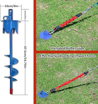 Dog Stakes for Outside Heavy Duty Hold up to 350Lbs Large Dogs Tie Out Tether Leash Chain for Yard Screw in Ground Anchors 17inch with Buffer Rope, Blue