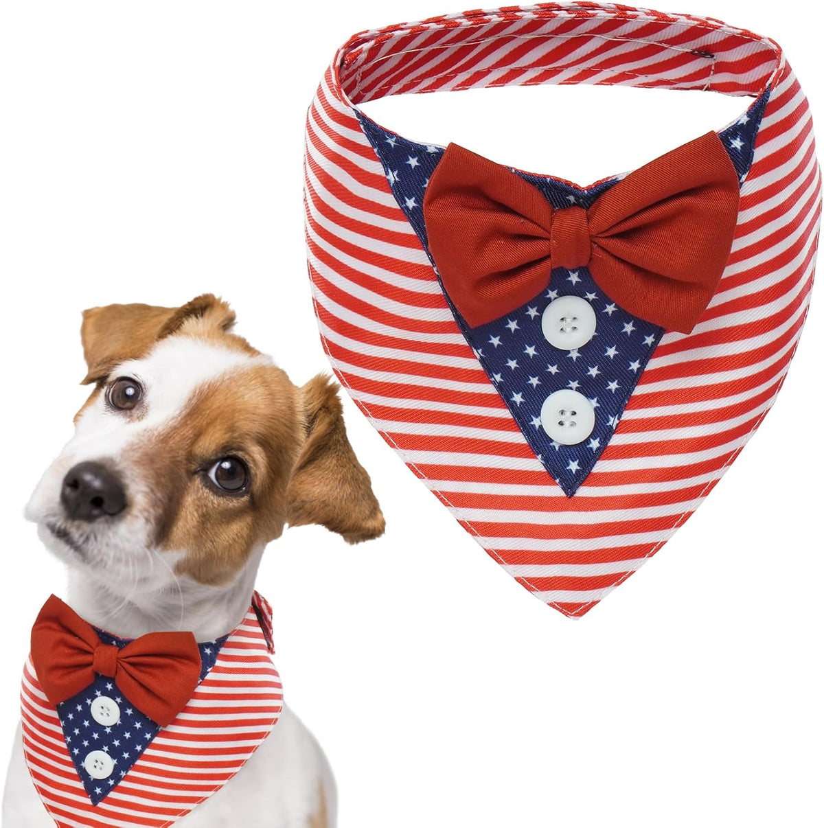 Dog Tuxedo for Small Dogs Valentines Bandana with Bowtie Wedding Tux – Essentials for Dogs - Independence Day / Large