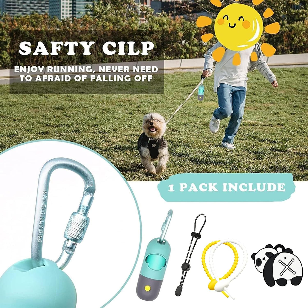 Dog Poop Waste Bags Holder with LED Flashlight - 1 Count (Pack of 2) / Crystal Blue - image 3