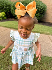 Wee Ones medium smoke blue girls grosgrain hair bow with scalloped edges and no slip clip - view 17