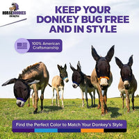 Donkey Fly Mask with Long Ears (Black) Made in USA - Mule Fly Mask with Ears Protection from Insects and Bugs, Small Donkey Soft Mesh Fabric with Adjustable Fastener, Face Cover Supplies for Donkeys