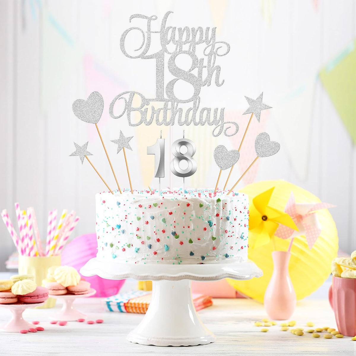 18th Birthday Cake Decorations - Silver - image 4