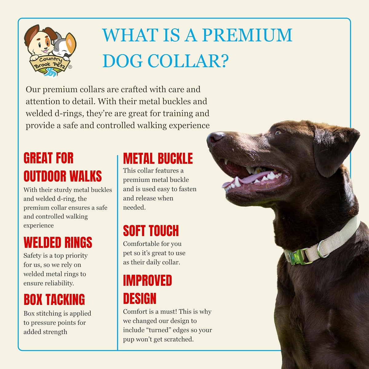 Country Brook Petz - Premium Nylon Dog Collar with Metal Buckle for Small Medium Large Breeds - 30+ - Extra Large (Pack of 1) / Coyote Tan - image 2