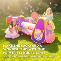 Playz 5pc Pop Up Play Tent and Crawl Through Tunnels for Kids w/Carry - Pink, Purple and Yellow - image 2