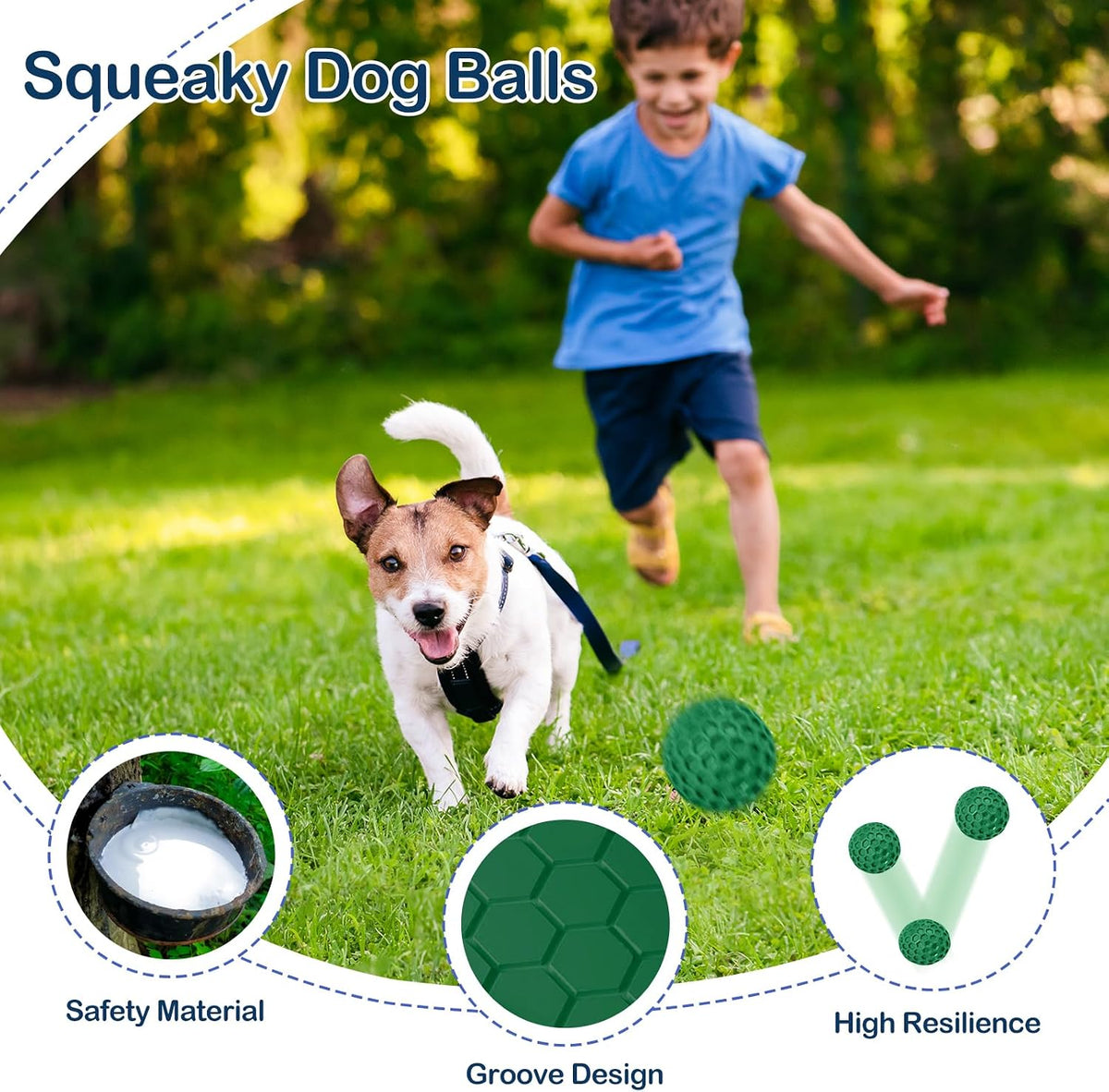 2 Pack Indestructible Squeaky Dog Balls for Aggressive Chewers - Green - image 4
