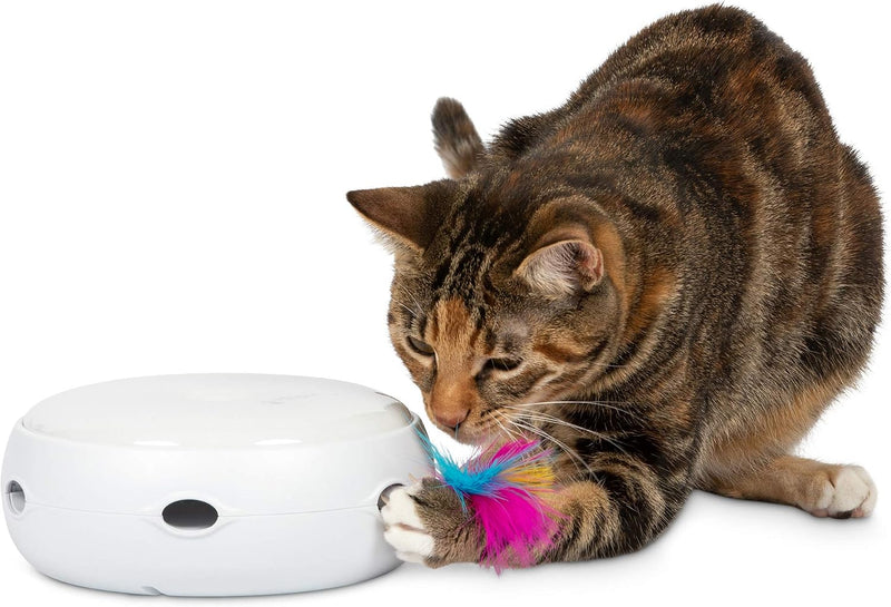 PetFusion Ambush Interactive Electronic Cat Toy Rotating Feather - Pearl / Full Unit (1-pack)