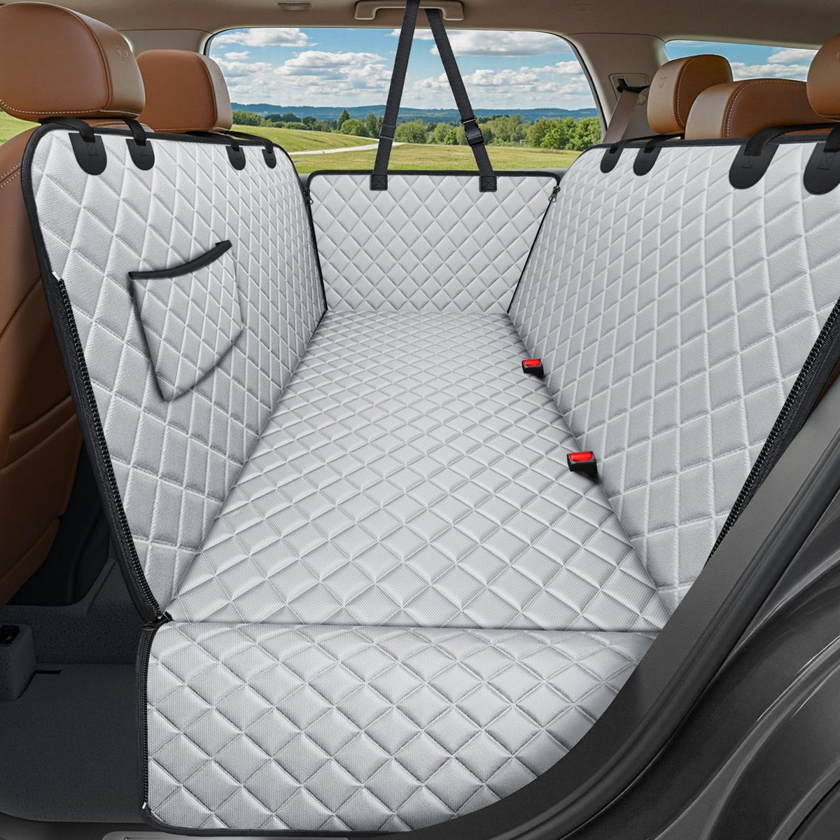 URPOWER Dog Car Seat Cover for Back Seat - Light Gray / Standard - 54" Length