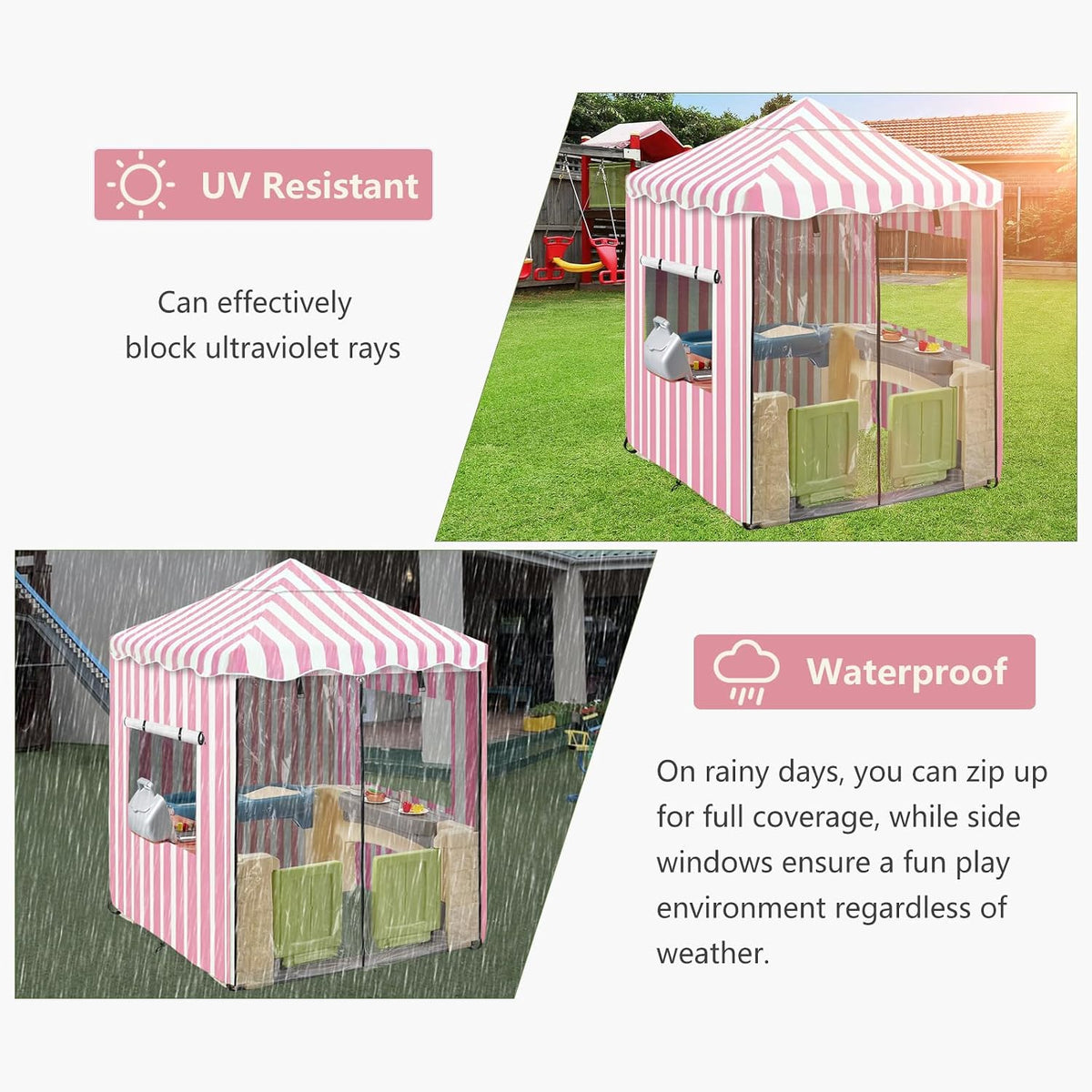 Hadisi black 600D waterproof outdoor kids playhouse cover with zippered front door - view 25