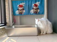 Stainless Steel Litter Box -6in High Side,Metal Litter Box for Cat/Kitty/Rabbits 17" L x 13.8" W x 6" H，Stainless Steel Cat LitterBox-Metal PanToilet,No Smell, Non Stick, Easy Clean.