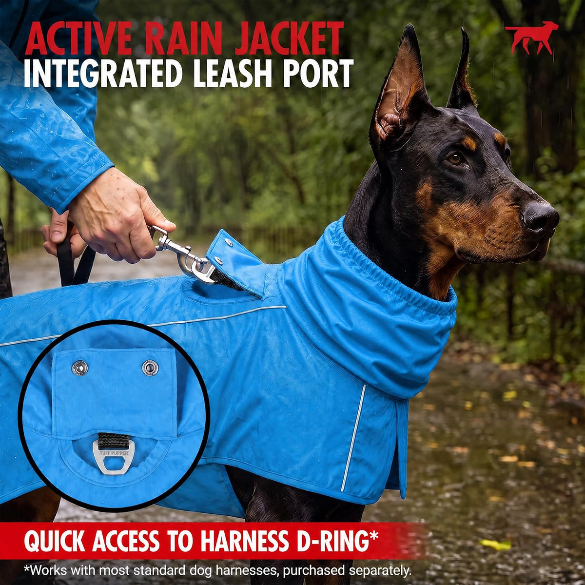 Tuff Pupper Waterproof Dog Raincoat - Pacific Blue / Large (40-60 lbs) - image 4