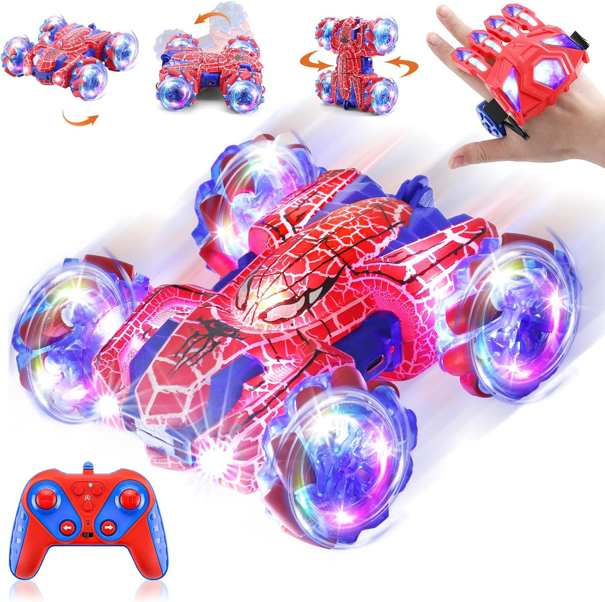 Spider Remote Control Car Headlight Double Sided Off-Road 360° - Red Dual Control