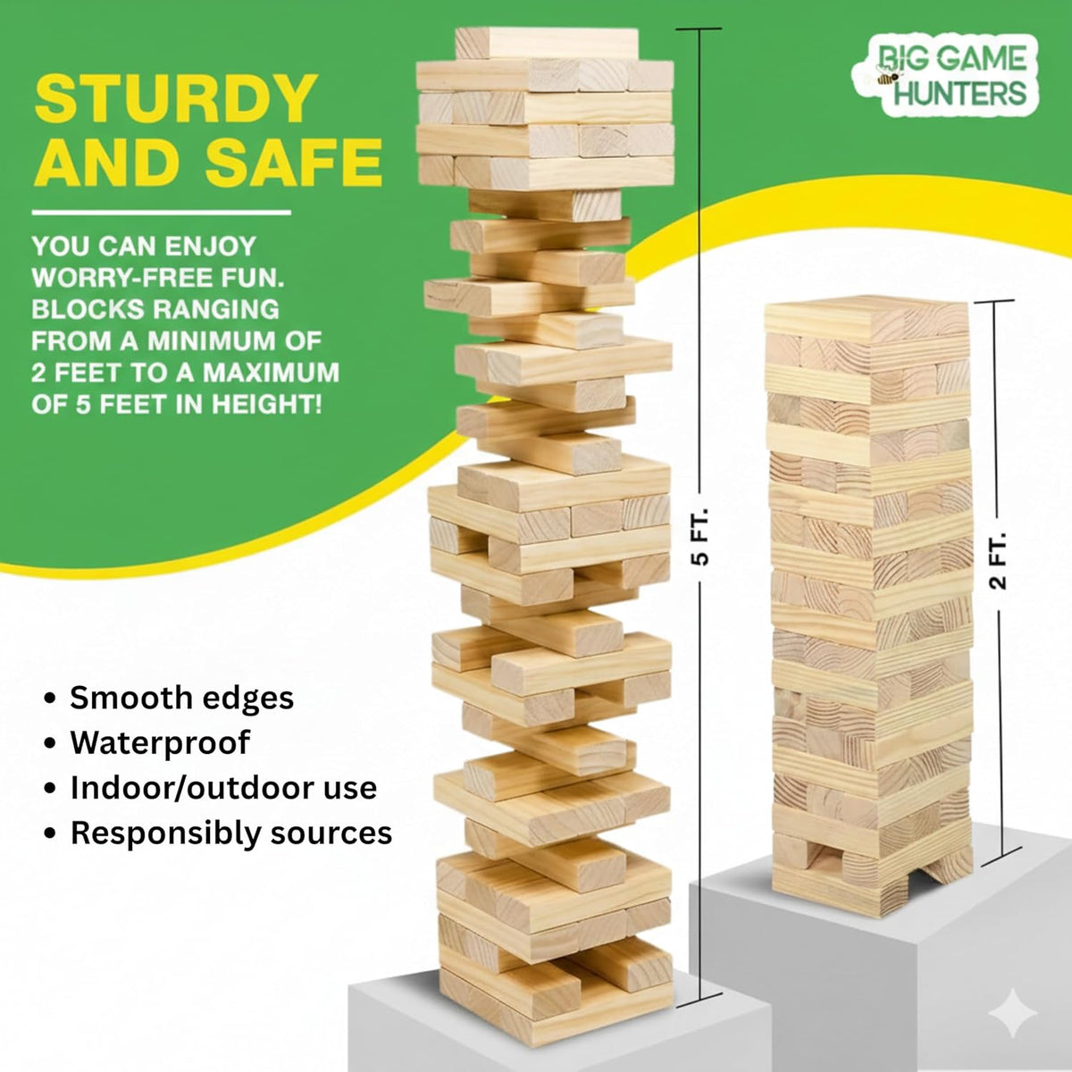 Big Game Hunters giant tower stack game with 58 pine wood blocks and carry bag - view 2
