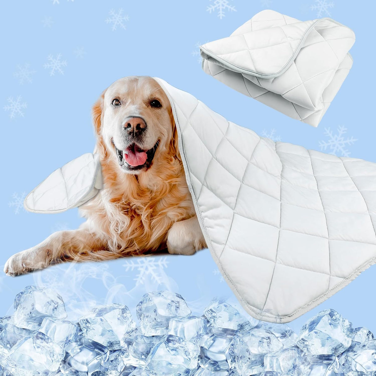 Dog Cooling Mat, Premium Lightweight Pet Cooling Blanket Bed Cover for Dogs, Cat, Puppies | Ice - X-Large / Double-Sided Printing