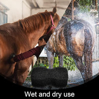 Eaasty 3 Pcs Horse Groomer Sponge Scrubber Massager Horse Grooming Brush Kit Supplies Large Soft Care for Cleaning Washing Bathing, Black, 4.33 x 7.87 x 2.56 Inch