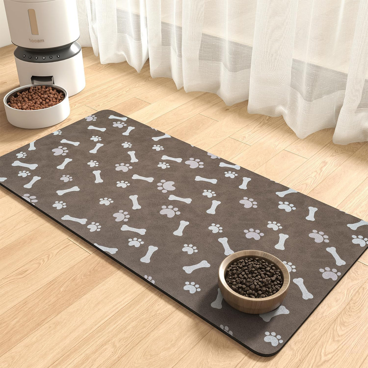 MontVoo-Absorbent Pet Feeding Mat-No Stains Pet Mat for Food - MP-BROWN / 17"x34"