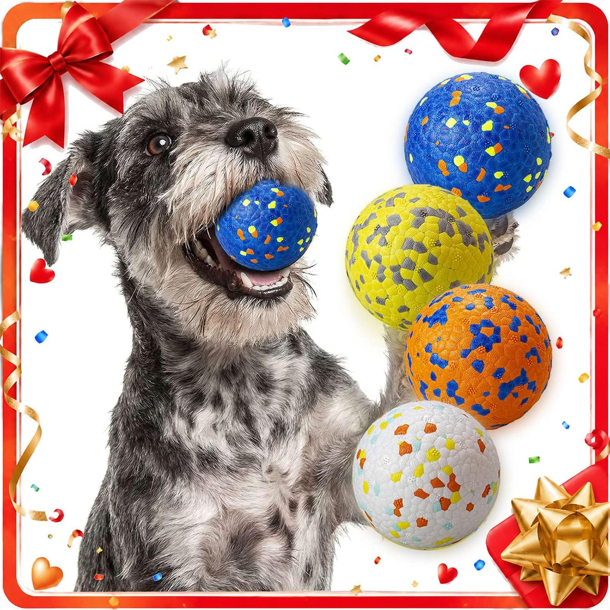 Dog Balls, Indestructible Dog Tennis Balls for Aggressive Chewers – Essentials for Dogs - Blue, Orange, White & Yellow (4-Pack) / Small (2.5" diameter) - image 2