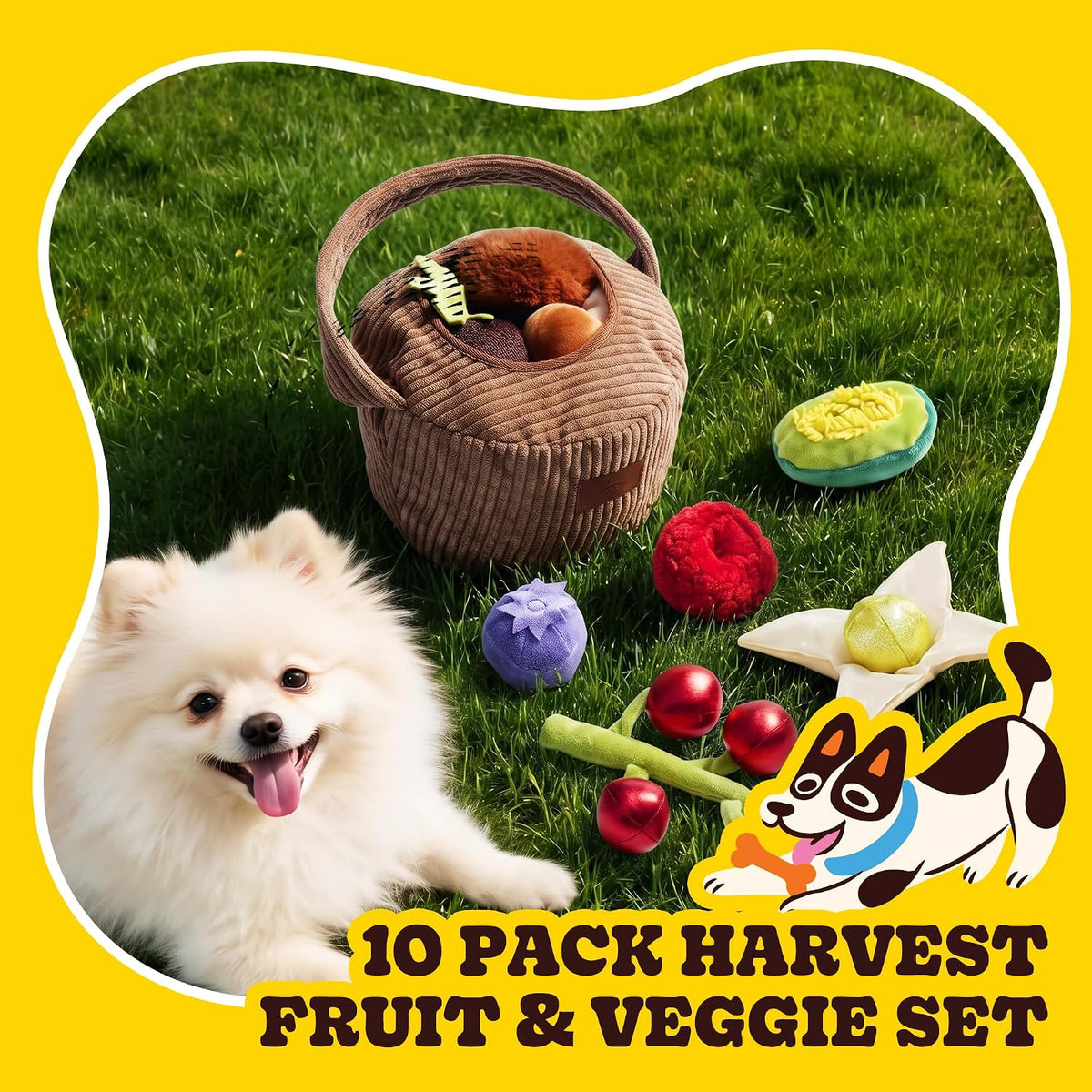 Nocciola Squeaky Bread Stuffed Dog Toys Pack - Fruits - image 2