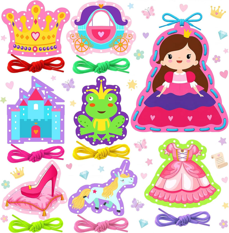 Zonon 8 Pcs Kids Sewing Cards 8 Patterns Lacing Cards – Fun for Kids & Family
