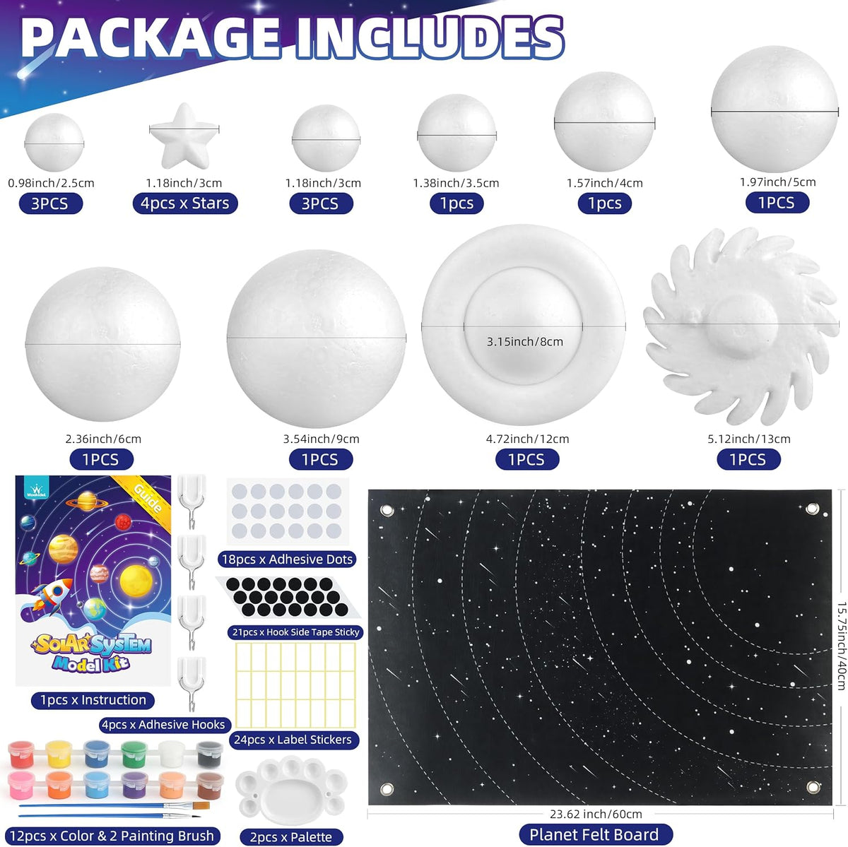 wookidel 64 PCS Solar System Project Kit, Solar System for Kids – Fun for Kids & Family - Solar System Kit With Felt - image 2