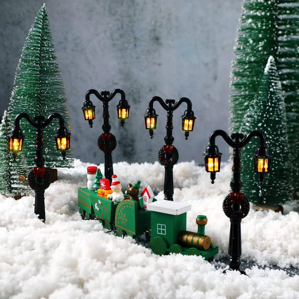 Mudder 12 Pcs Christmas Miniature Village Lamp Post Light - Artsy / 4 - image 3
